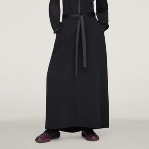 Adidas Y-3 $400 Medium Black Padded Nylon Maxi Satin Fleece Lined Skirt JX2293